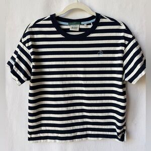 Scotch & Soda Navy and White “Have a Nice Day” Embroidered Tee Size Medium